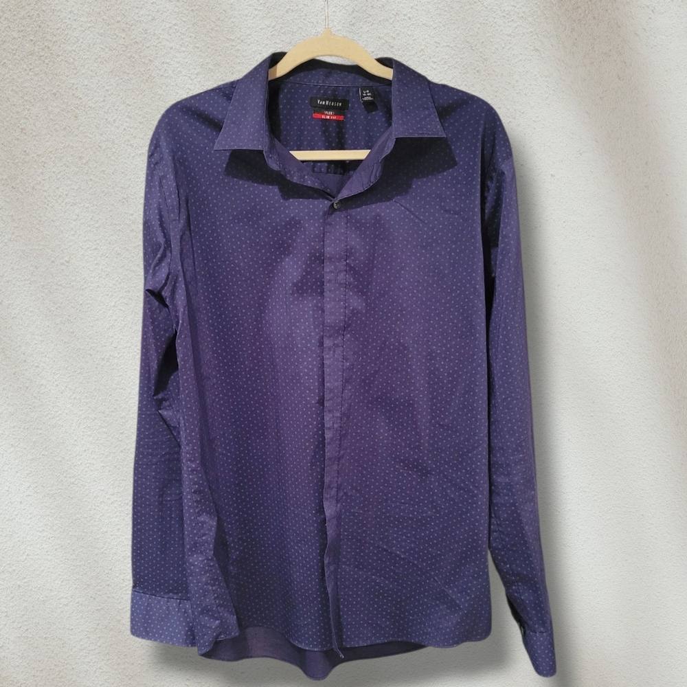 Van Heusen Mens L Flex Slim Fit Long Sleeve Button Up Shirt